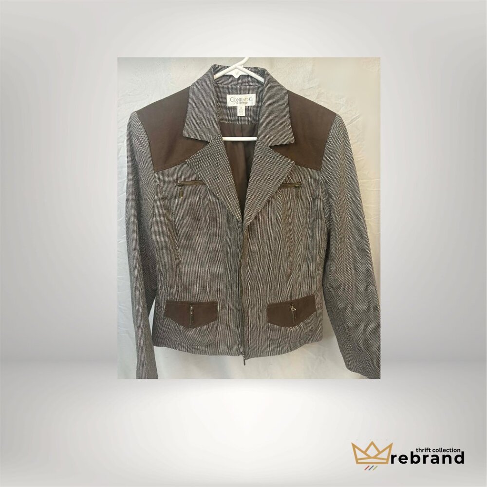 Y2K Tailored Jacket - Conrad C - Brown - Size Smal (1990-2000)